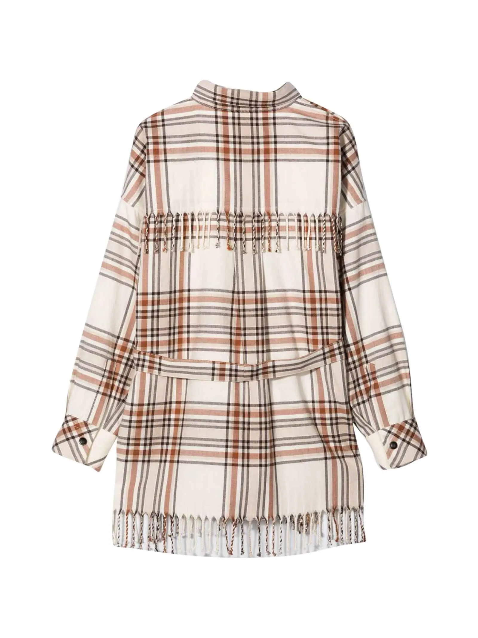 Brunello Cucinelli Kids Checked Fringed-Hem Shirt Dress