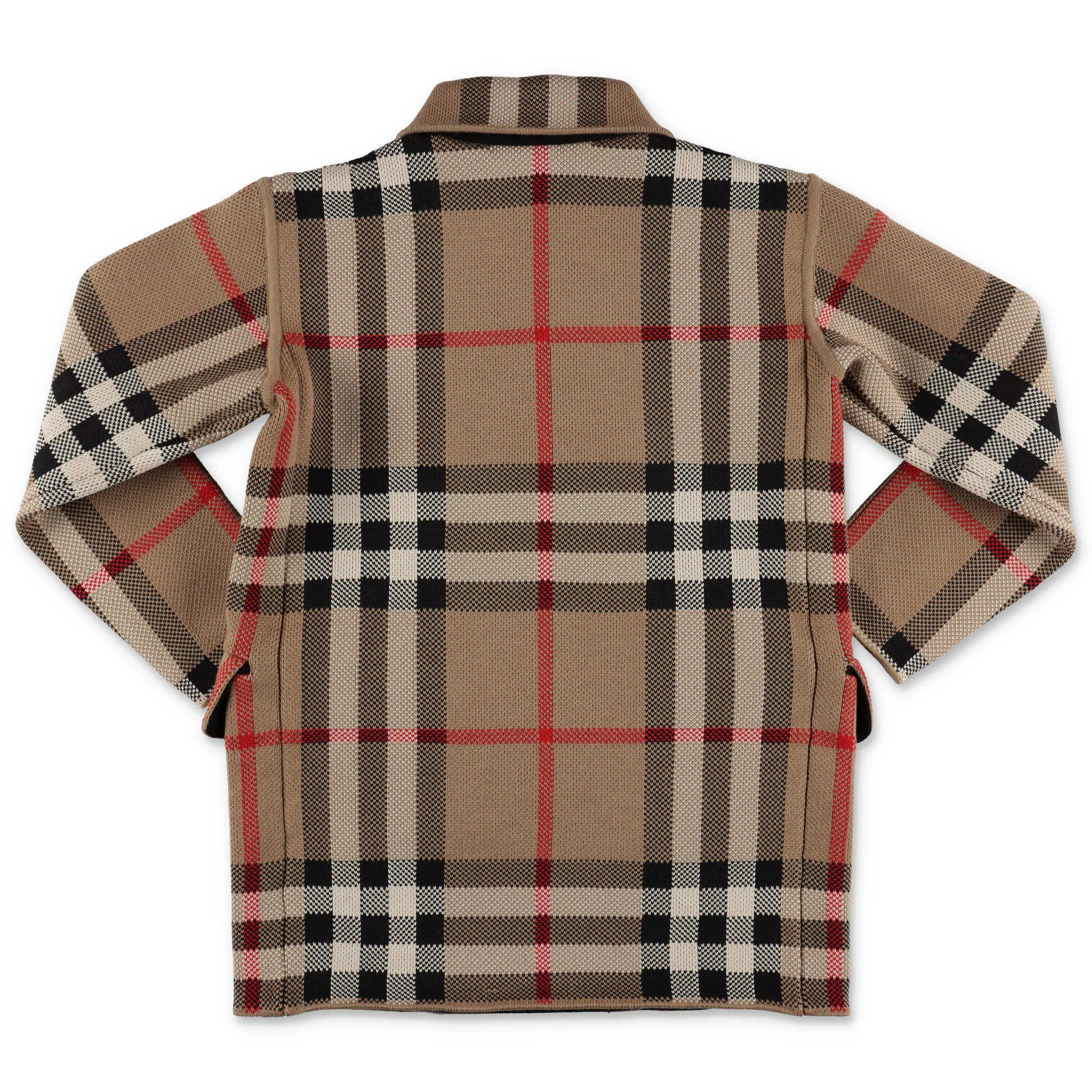 Burberry Kids Check Jacquard Double Breasted Coat