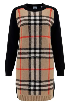 Burberry Kids Check Panelled Knit Dress