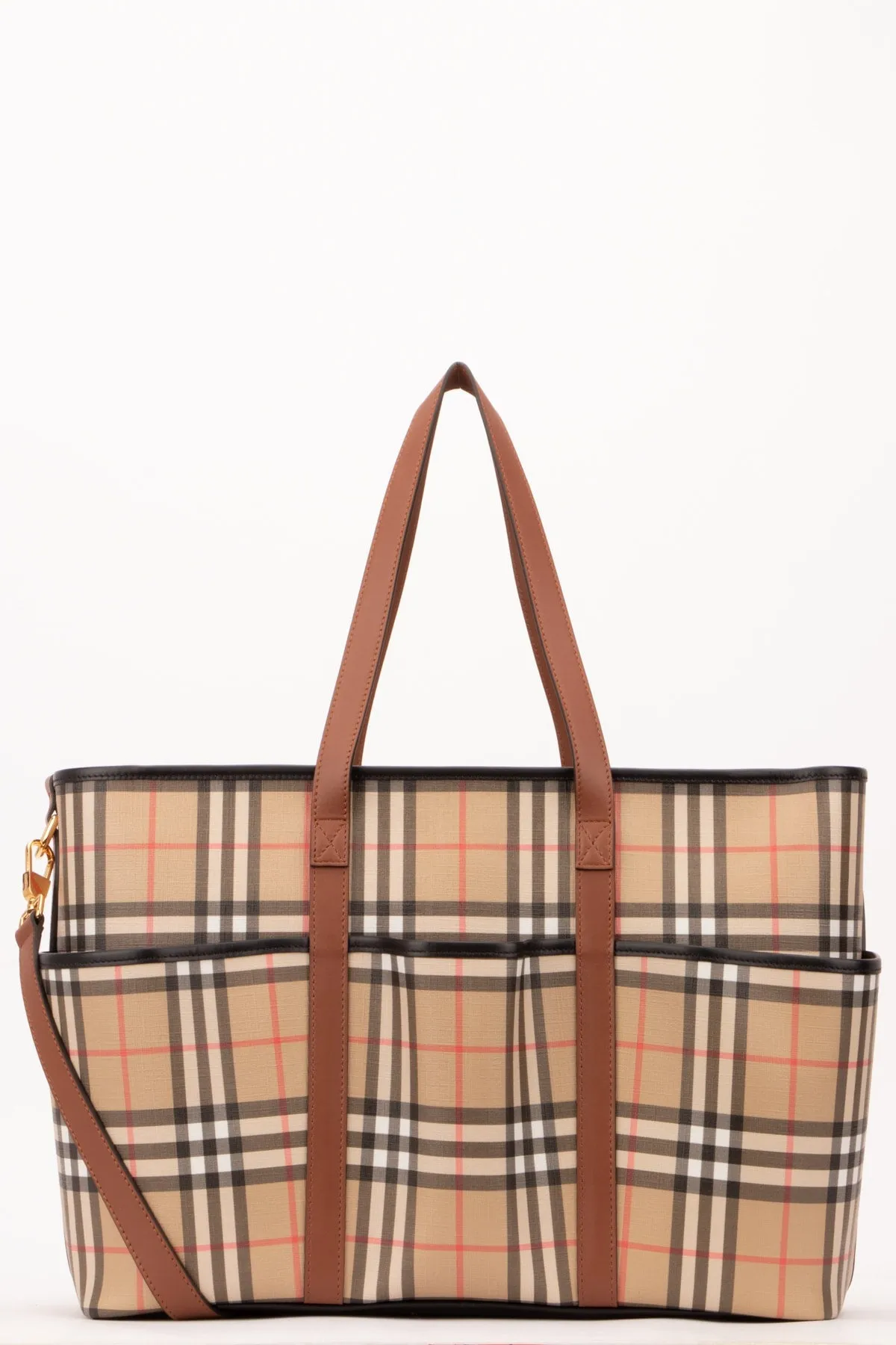 Burberry Kids Check Pattern Logo Detailed Tote Bag