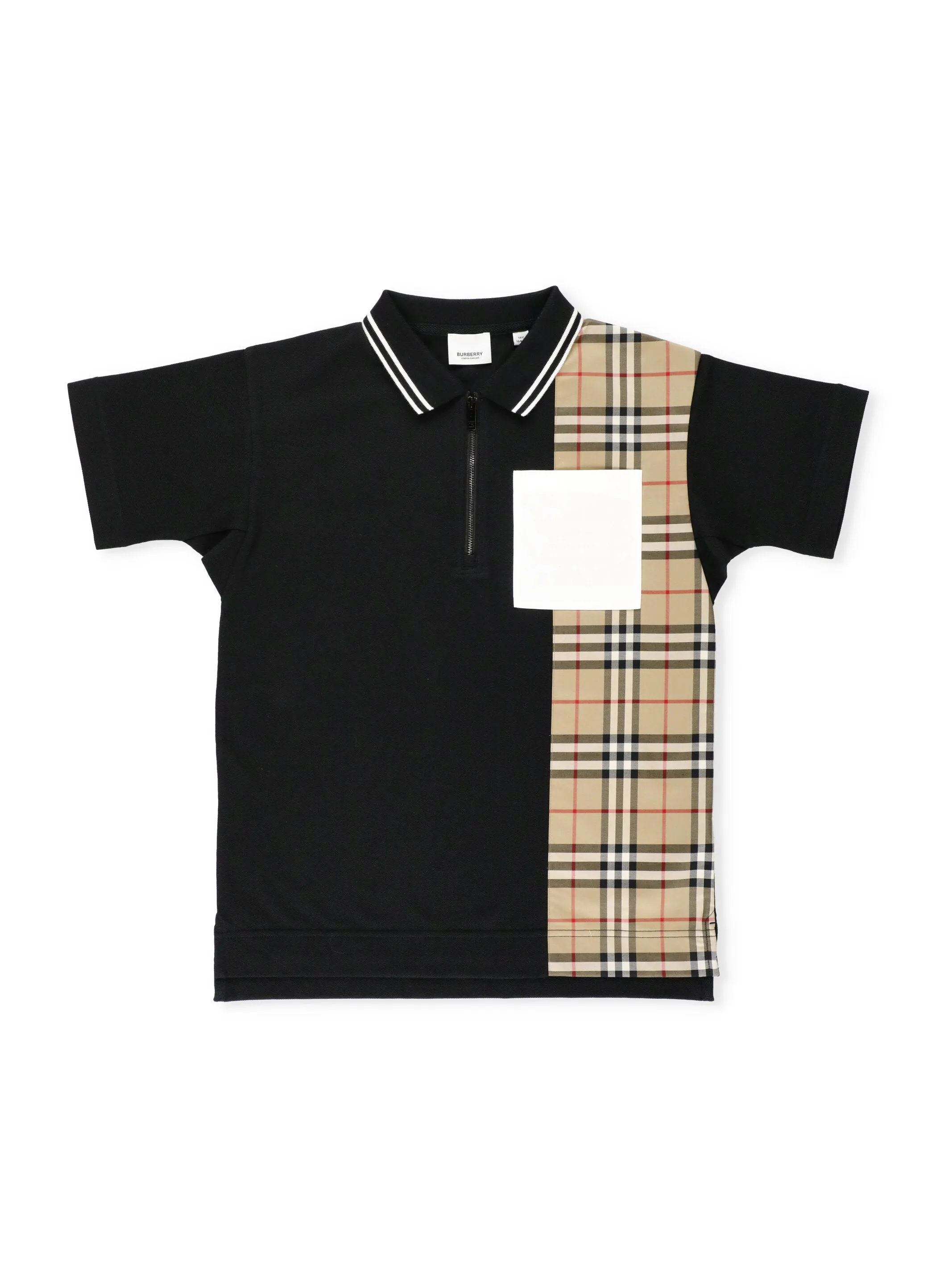 Burberry Kids Checked Panelled Polo Shirt