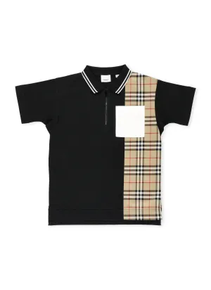 Burberry Kids Checked Panelled Polo Shirt