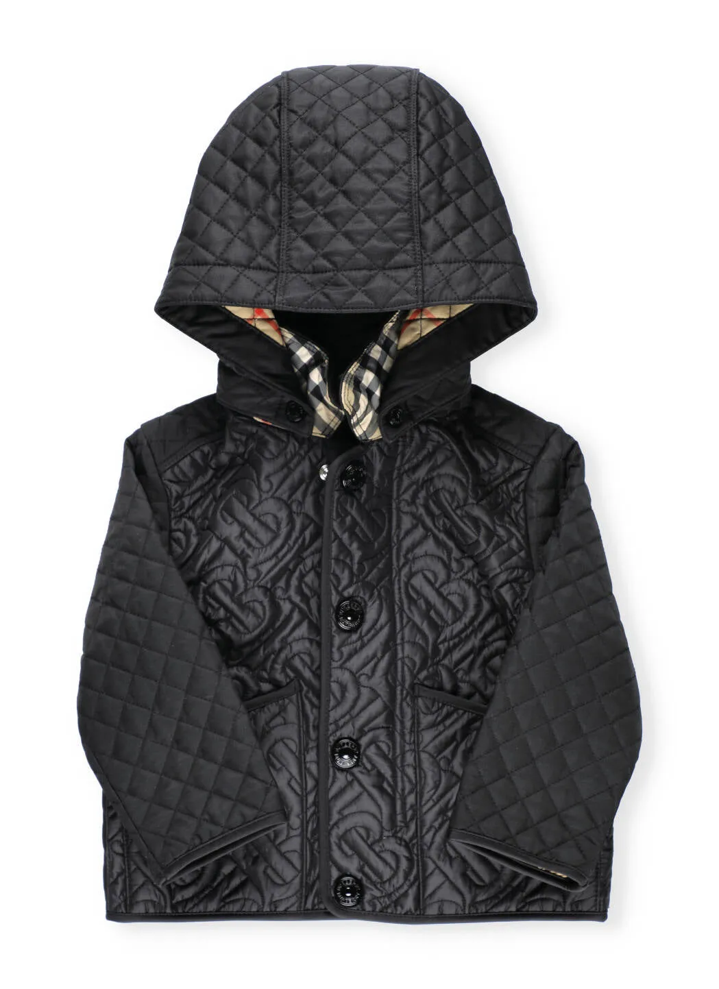 Burberry Kids Detachable Hood Monogram Quilted Jacket