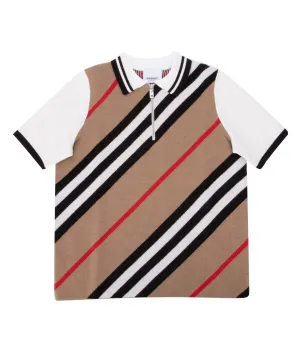 Burberry Kids Icon Stripe Half-Zip Polo Shirt