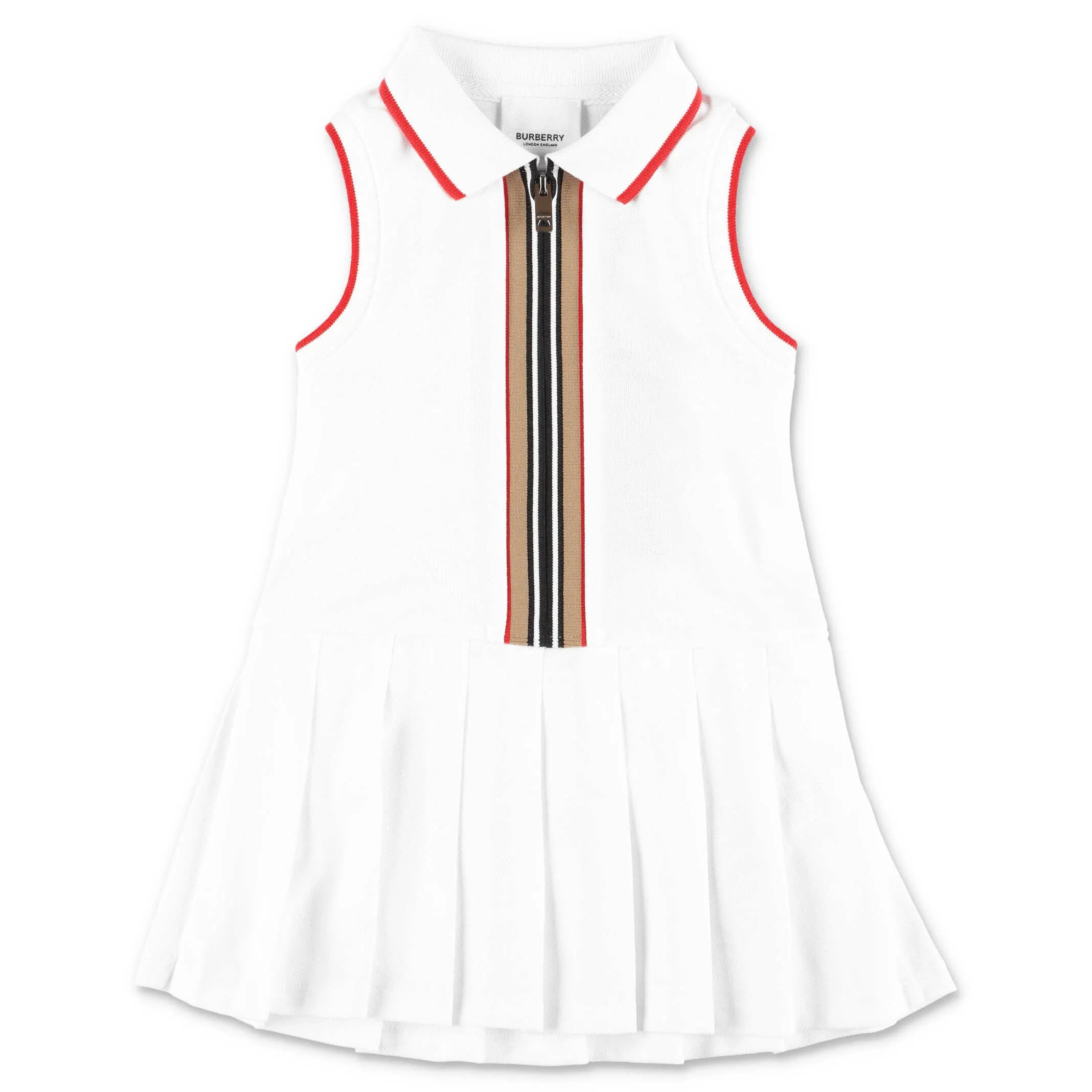 Burberry Kids Icon Stripe Zip-Front Polo Dress