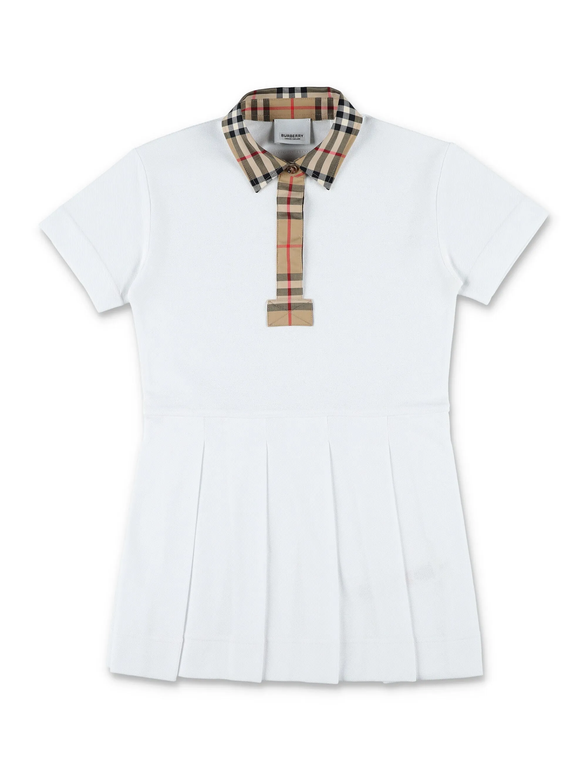 Burberry Kids Logo Patch Short Sleeved Polo Shirt Dress