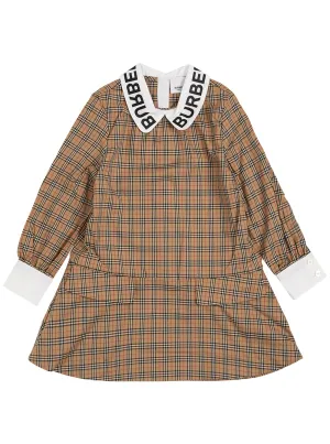 Burberry Kids Logo Print Collar Dress