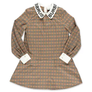 Burberry Kids Logo Print Collar Dress
