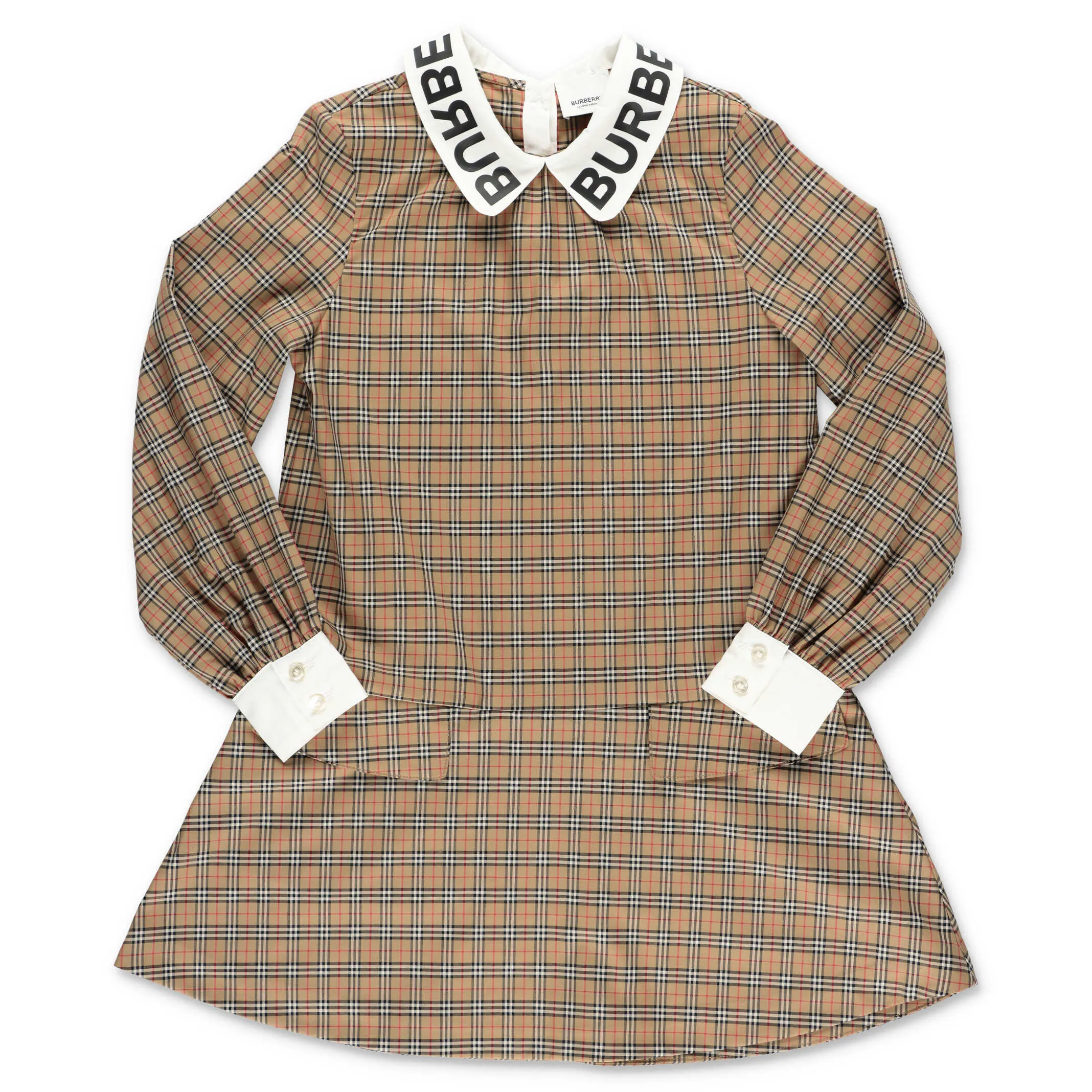 Burberry Kids Logo Print Collar Dress