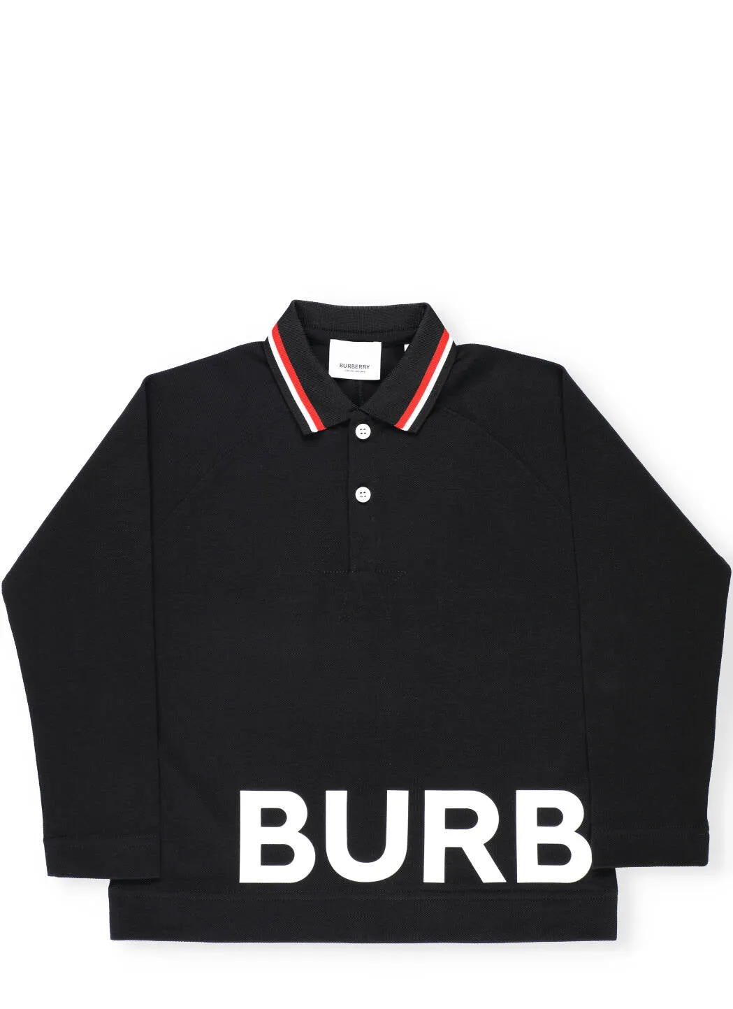 Burberry Kids Logo Printed Long Sleeve Polo Shirt