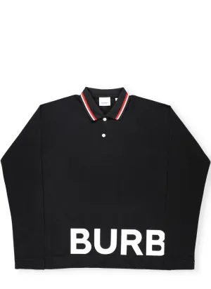 Burberry Kids Logo Printed Long Sleeve Polo Shirt