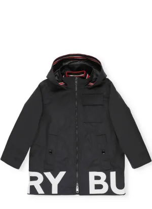 Burberry Kids Logo Printed Reversible Hooded Jacket