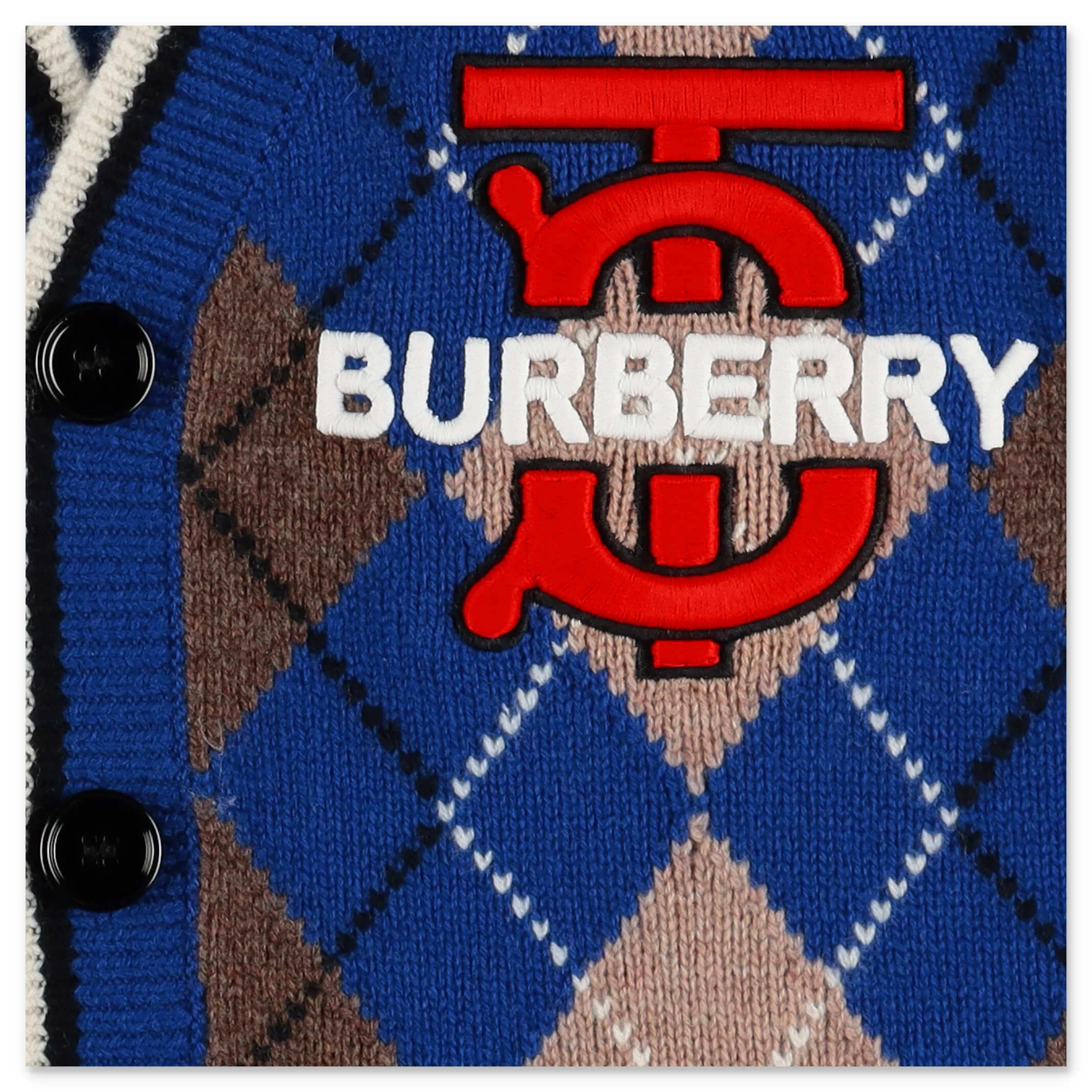 Burberry Kids Monogram Motif Argyle Intarsia Cardigan