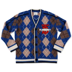 Burberry Kids Monogram Motif Argyle Intarsia Cardigan