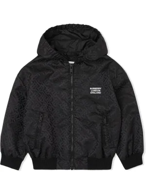 Burberry Kids Monogram Pattern Zip-Up Hooded Jacket