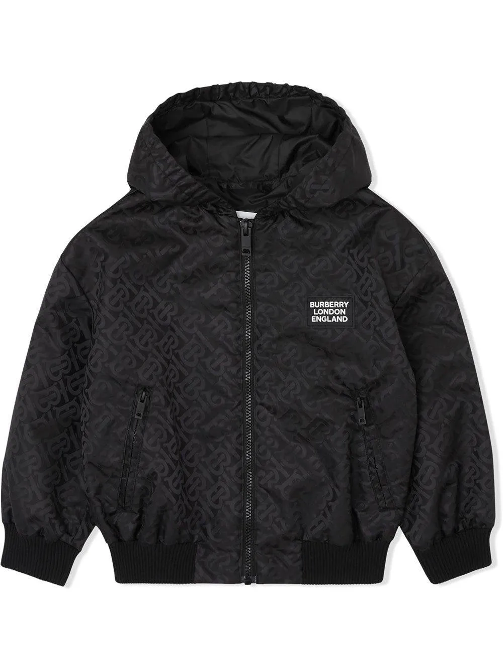 Burberry Kids Monogram Pattern Zip-Up Hooded Jacket