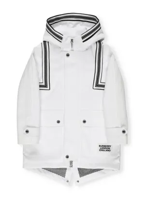 Burberry Kids Rib Knit Stripe Detail Panelled Parka