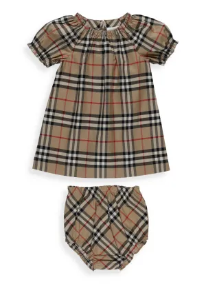 Burberry Kids Ruched Vintage Check Print Dress