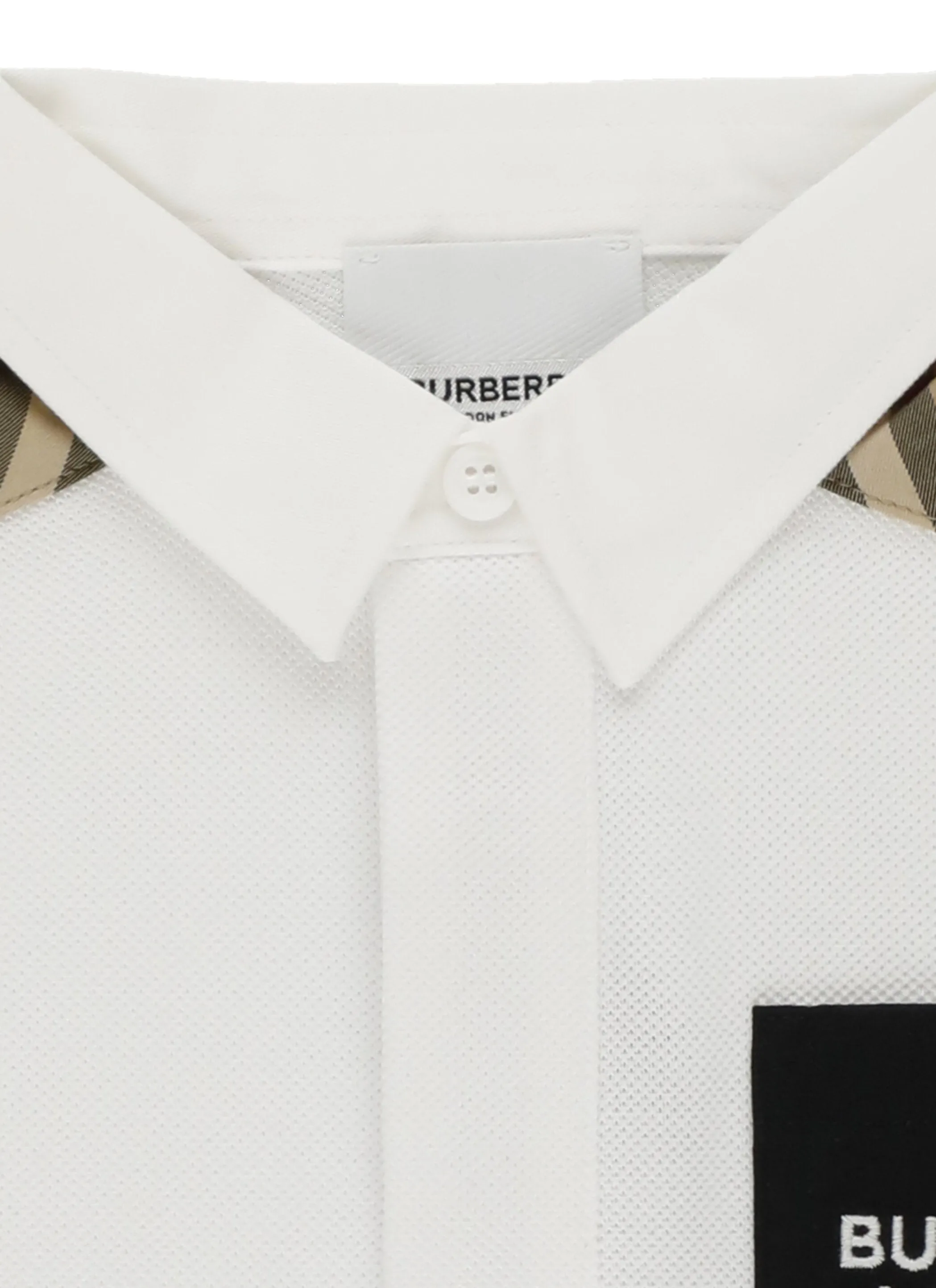 Burberry Kids Vintage Check Panel Short Sleeved Polo Shirt