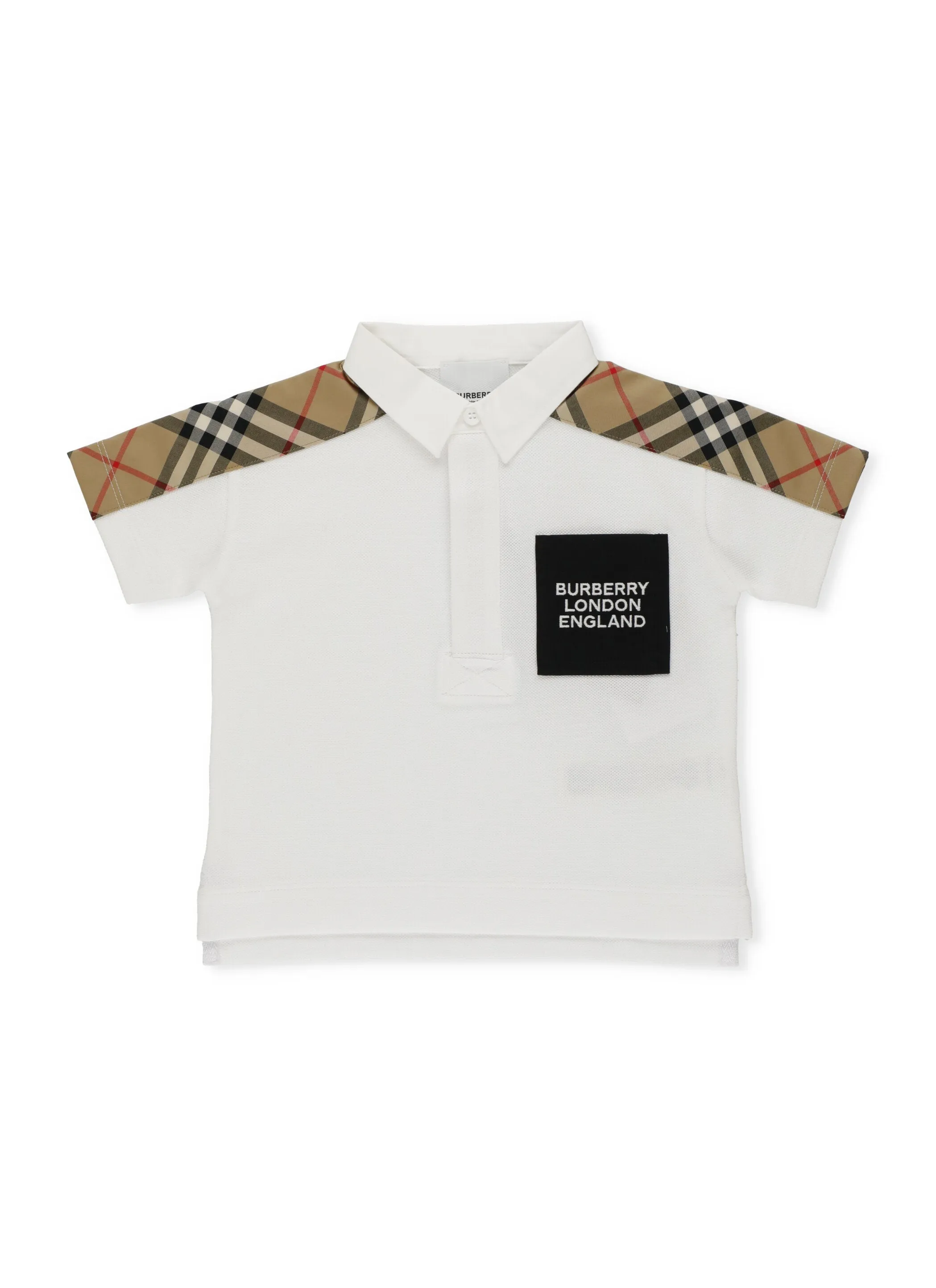 Burberry Kids Vintage Check Panel Short Sleeved Polo Shirt