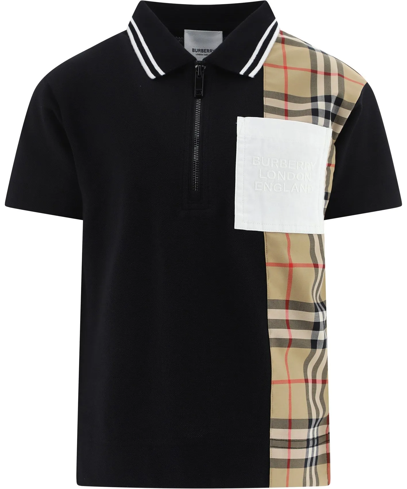 Burberry Kids Vintage Check Panelled Polo Shirt