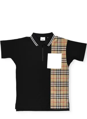 Burberry Kids Vintage Check Panelled Polo Shirt