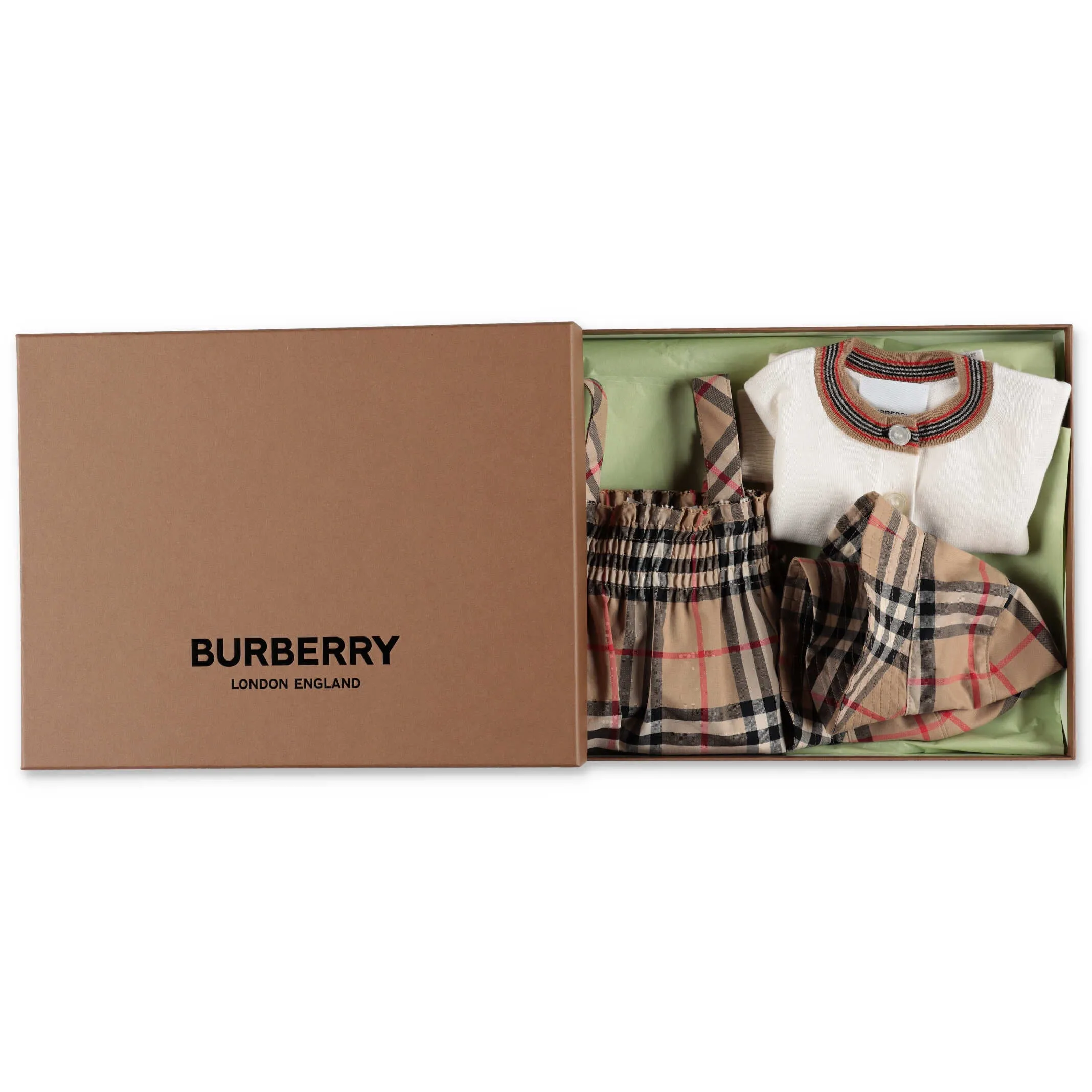 Burberry Kids Vintage Check Three-Piece Babygrow Set