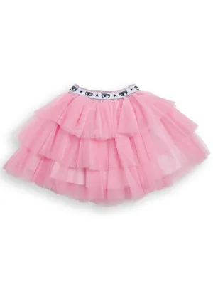 Chiara Ferragni Kids Logo Embroidered Tulle Skirt