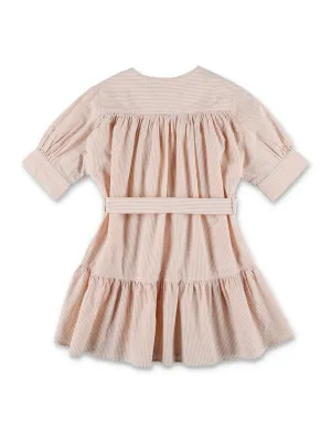 Chlo Kids Belted Striped Short Sleeved Dress
