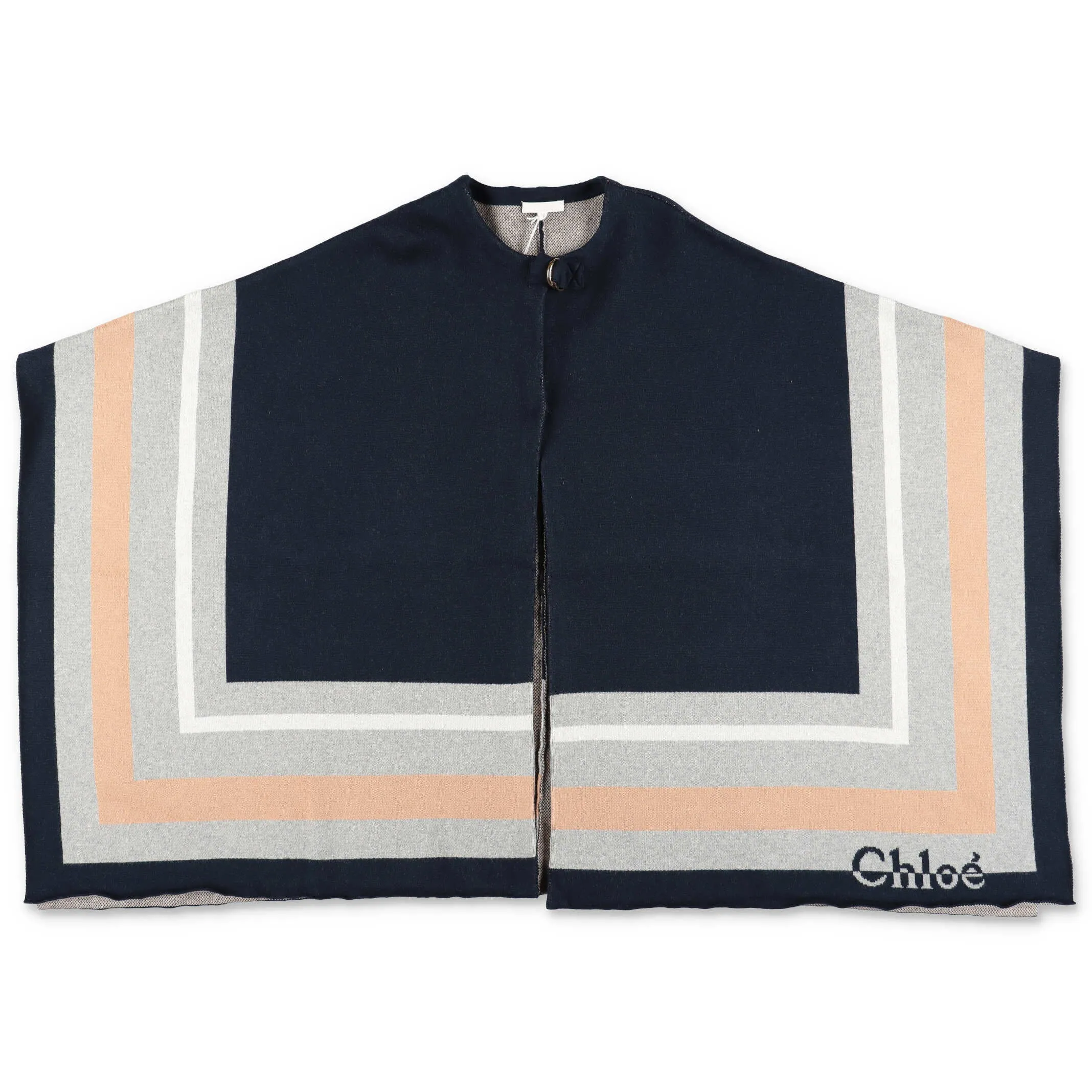 Chlo Kids Colour-Block Knit Cape Coat