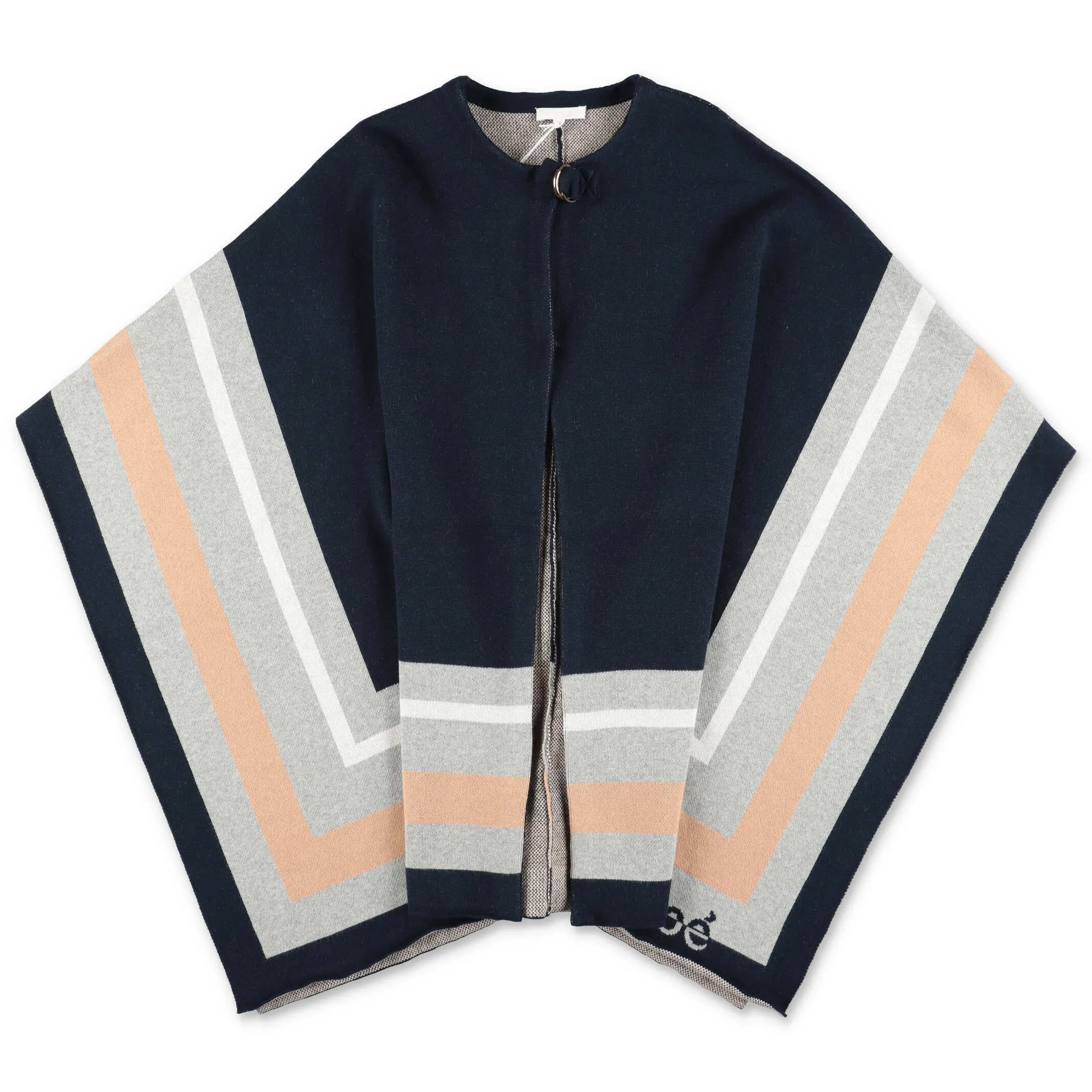 Chlo Kids Colour-Block Knit Cape Coat