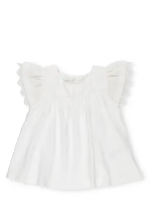 Chlo Kids Embroidered Ruffle Sleeve Top