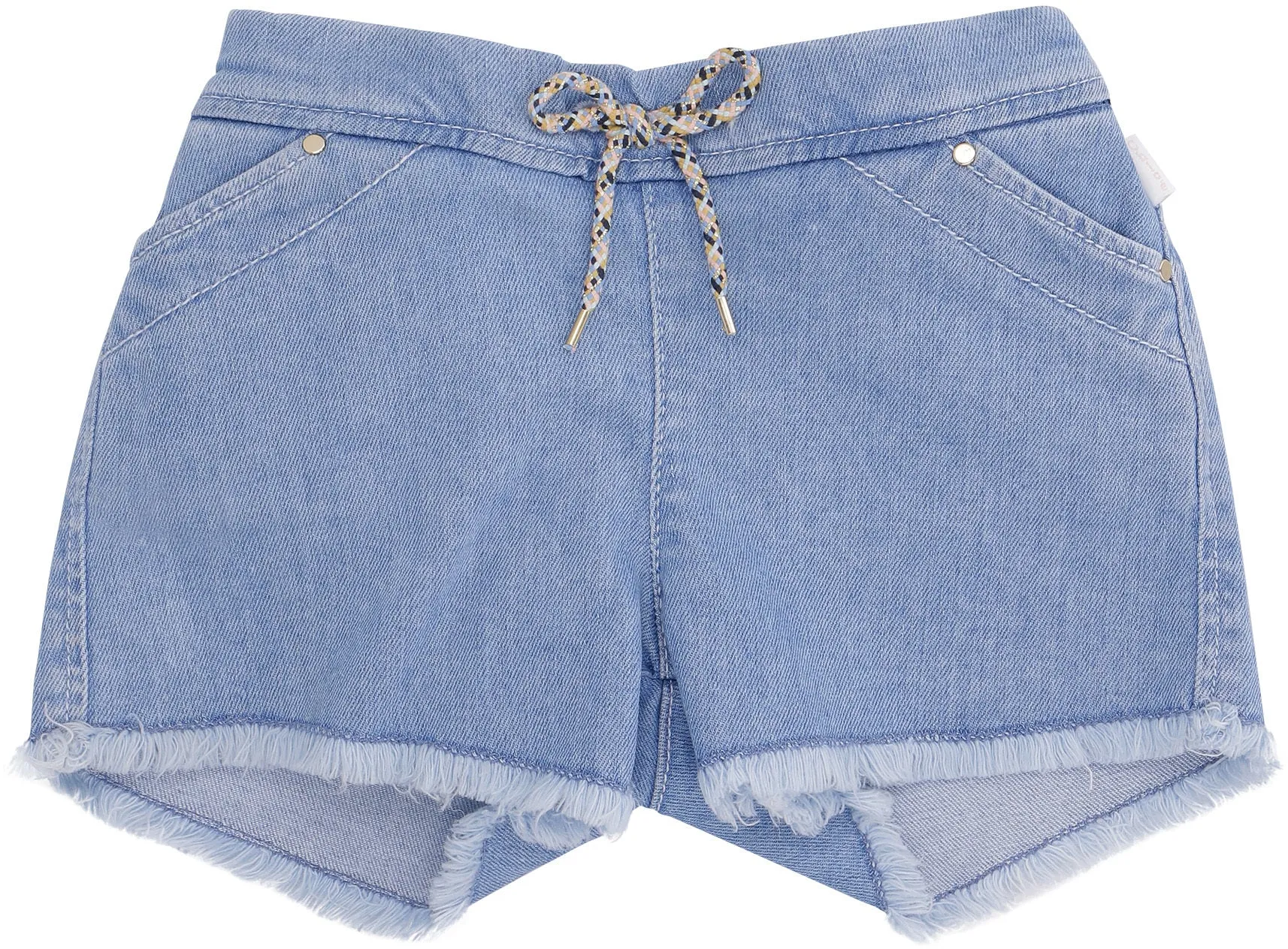 Chlo Kids Fringed Hem Drawstring Denim Shorts