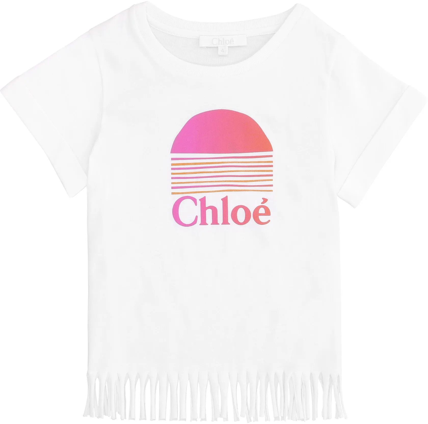 Chlo Kids Fringed Hem T-Shirt