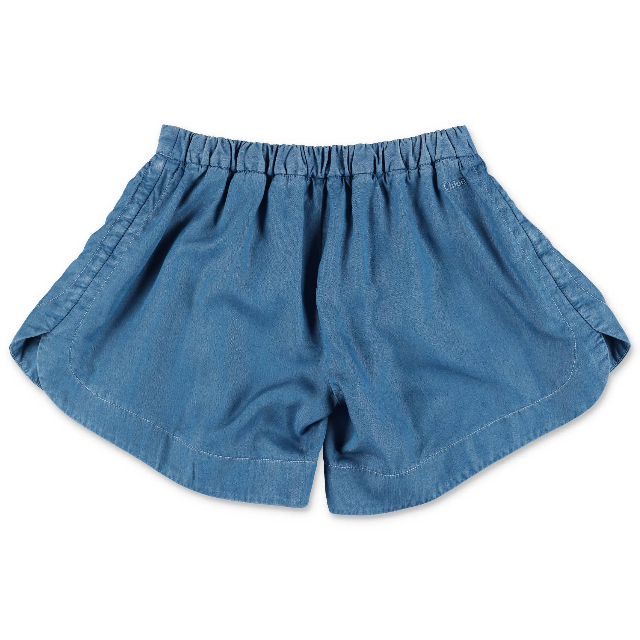 Chlo Kids Gathered Drawstring Denim Shorts