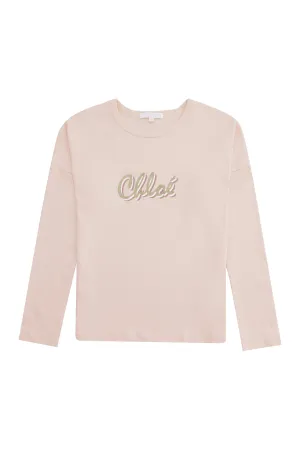 Chlo Kids Glittered Logo Long-Sleeve T-Shirt