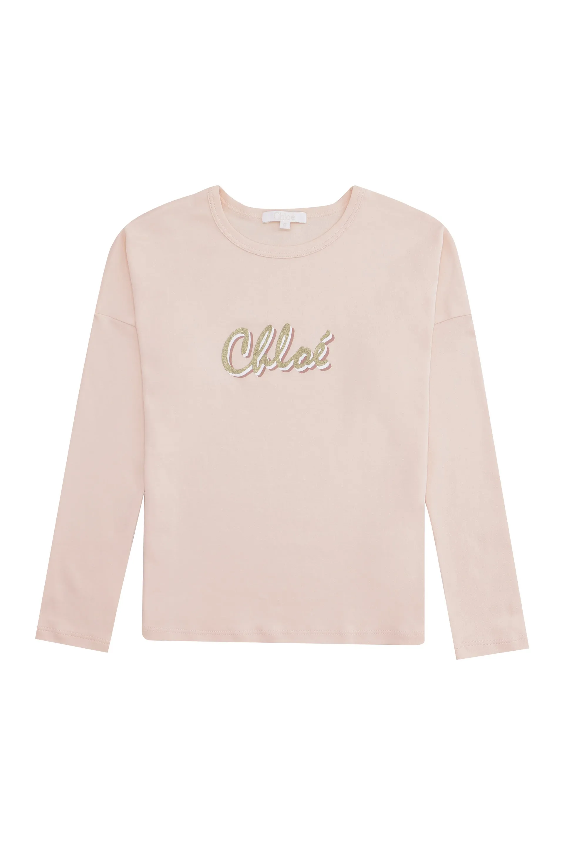 Chlo Kids Glittered Logo Long-Sleeve T-Shirt