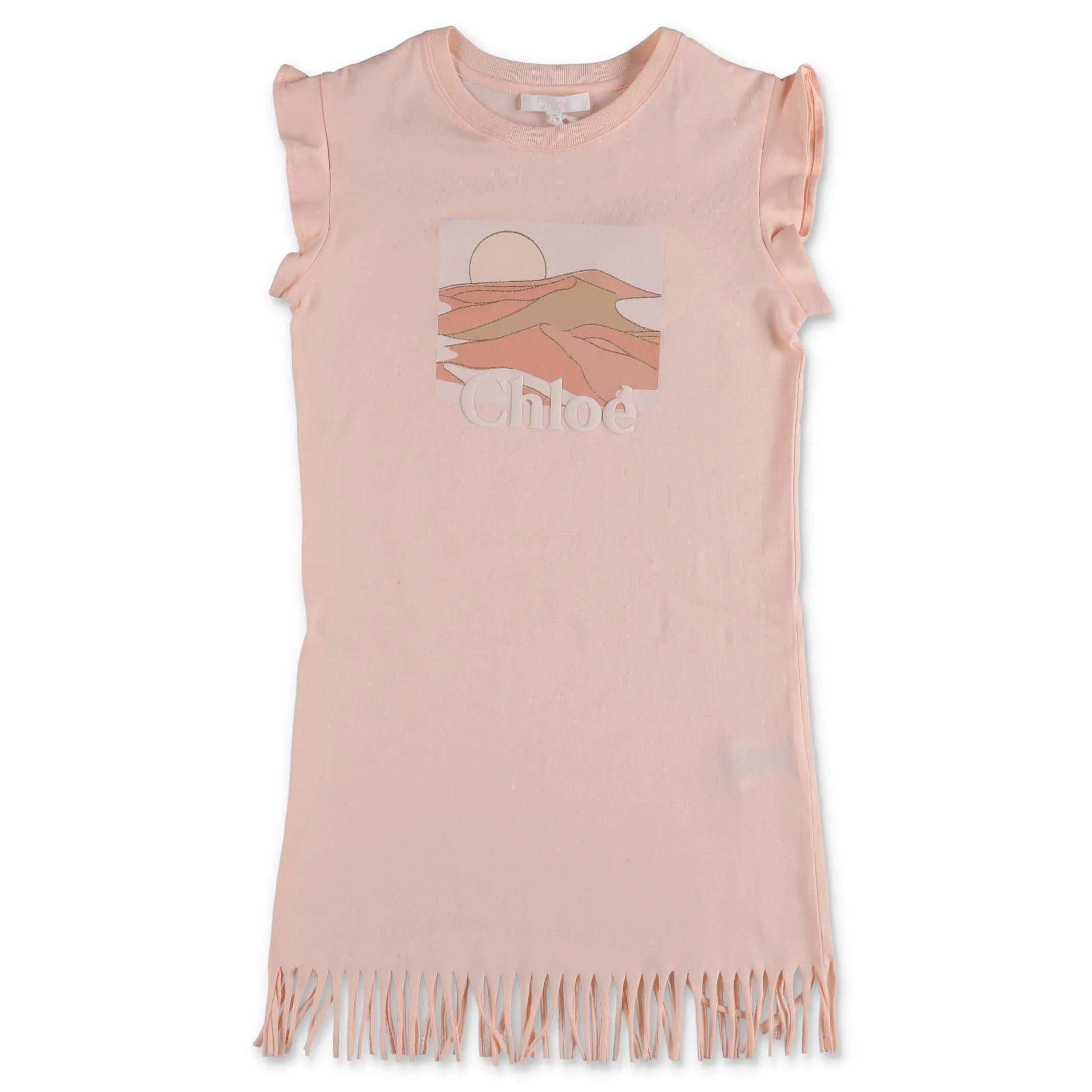 Chlo Kids Graphic Printed Fringed Tank Dress
