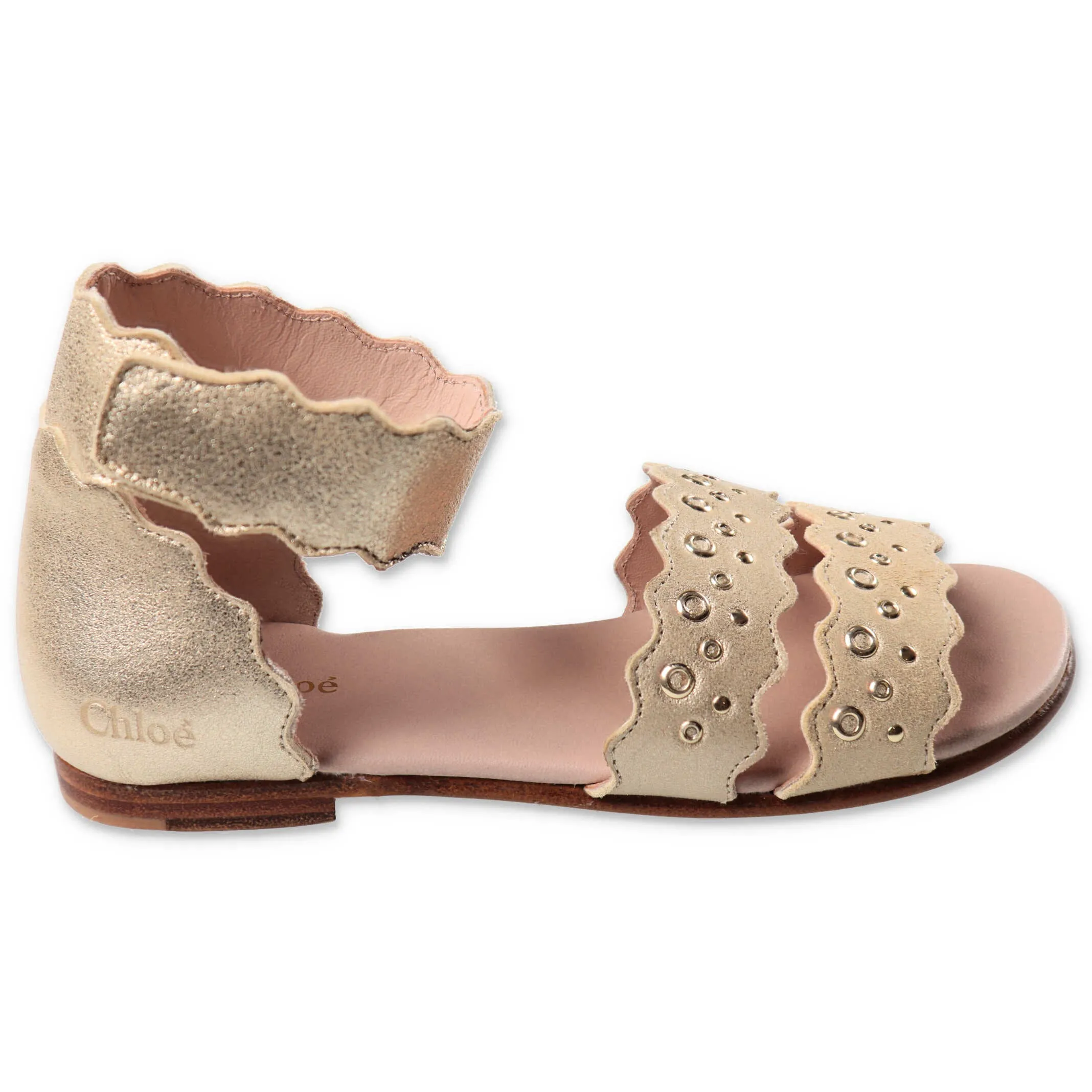 Chlo Kids Grommet Studded Metallic Sandals