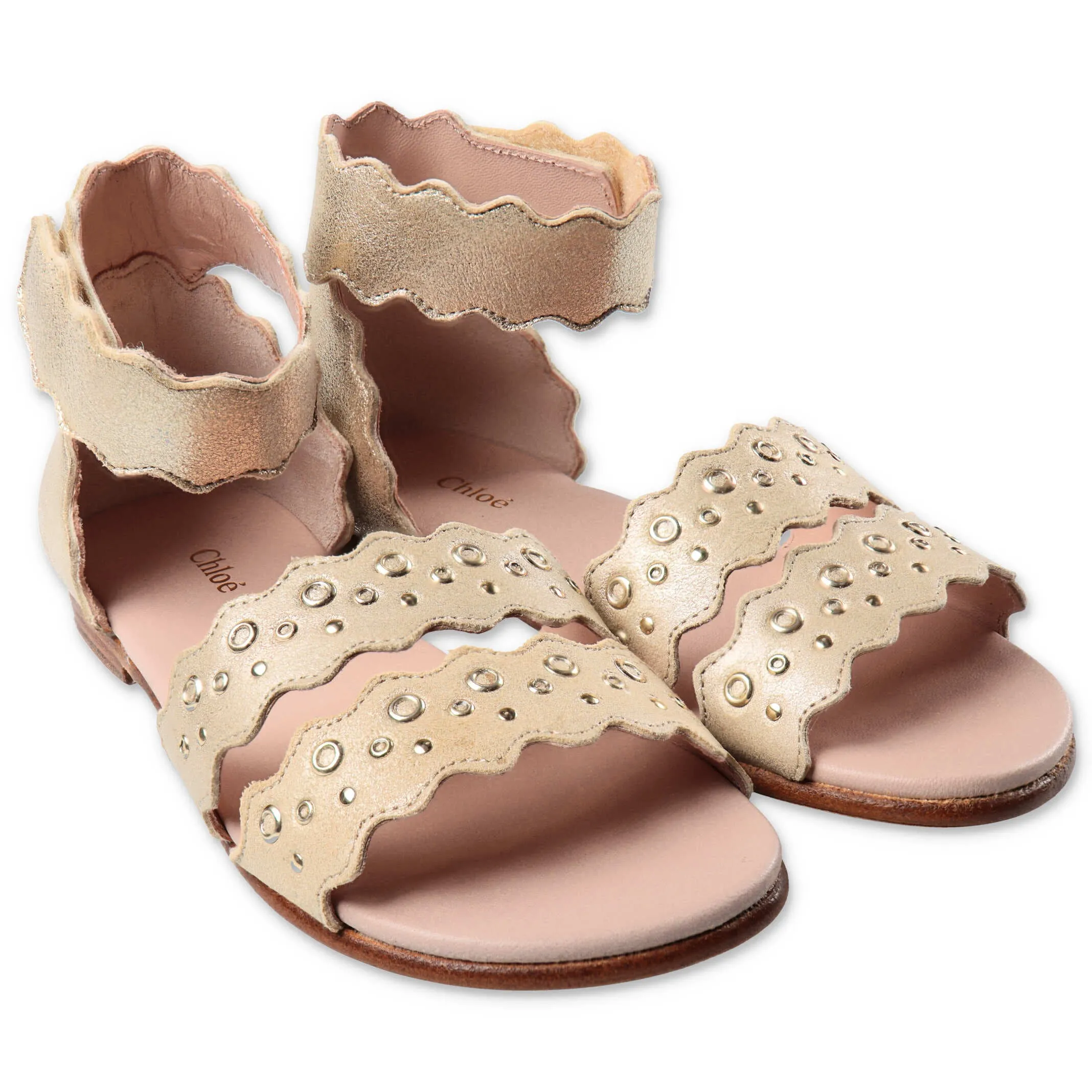 Chlo Kids Grommet Studded Metallic Sandals