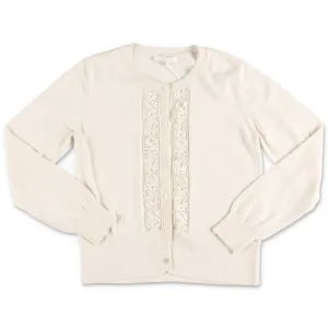 Chlo Kids Lace Detail Knit Cardigan
