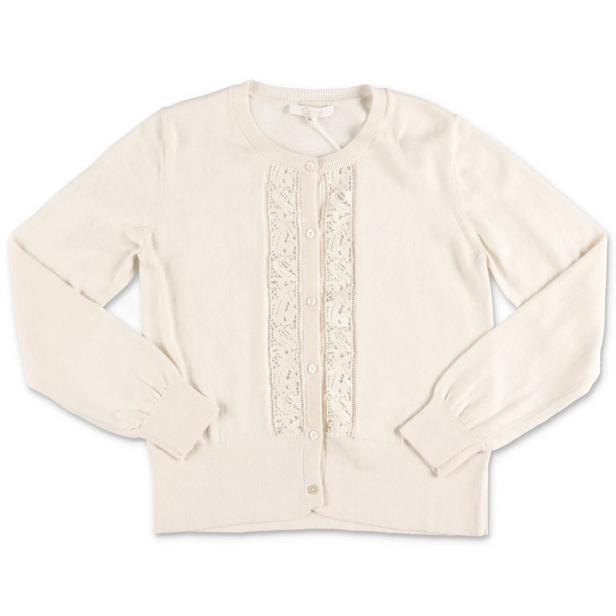 Chlo Kids Lace Detail Knit Cardigan