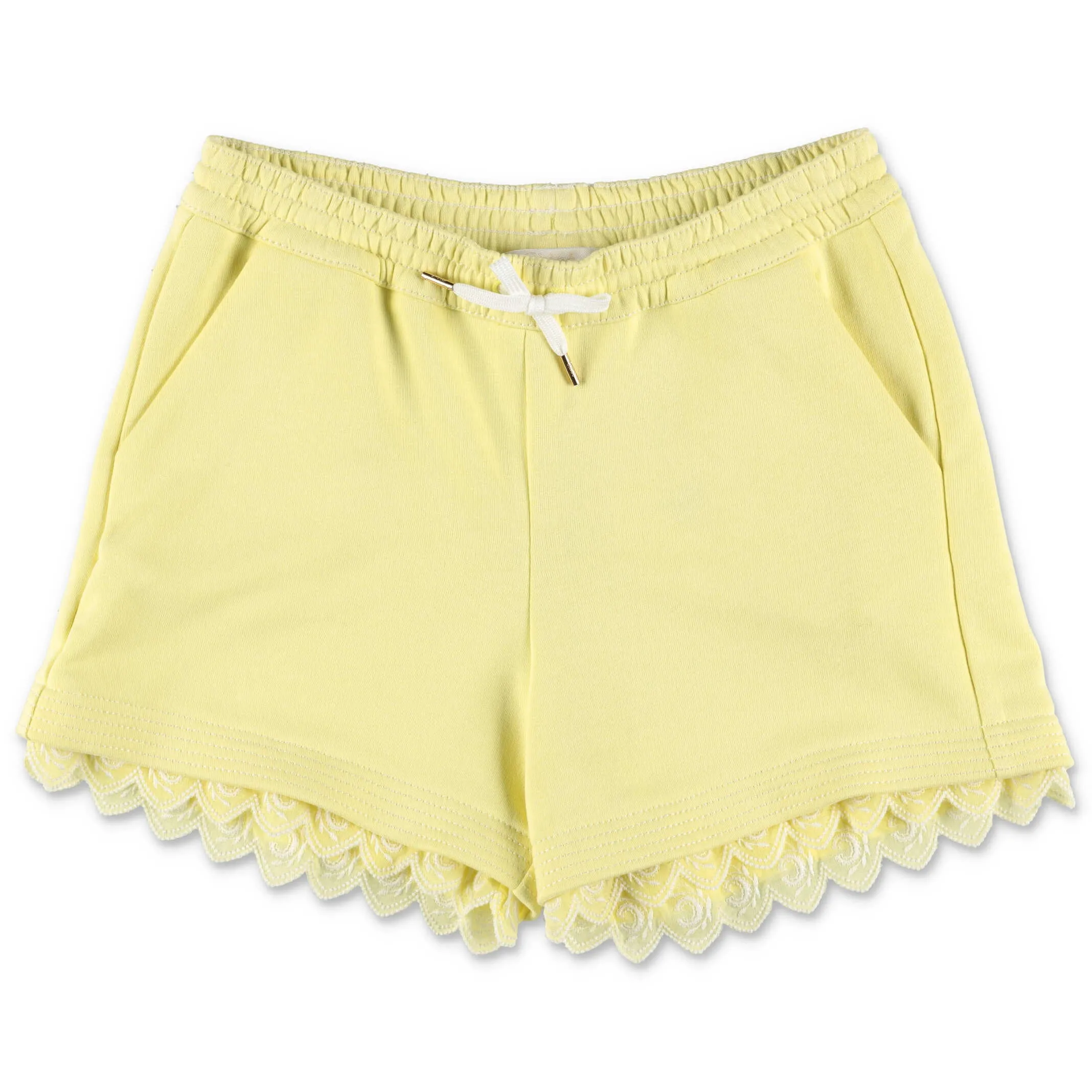 Chlo Kids Lace Trimmed Drawstring Shorts