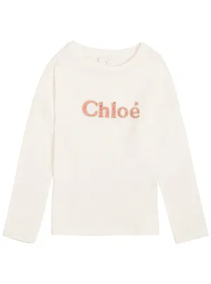 Chlo Kids Logo Detail Long Sleeve T-Shirt