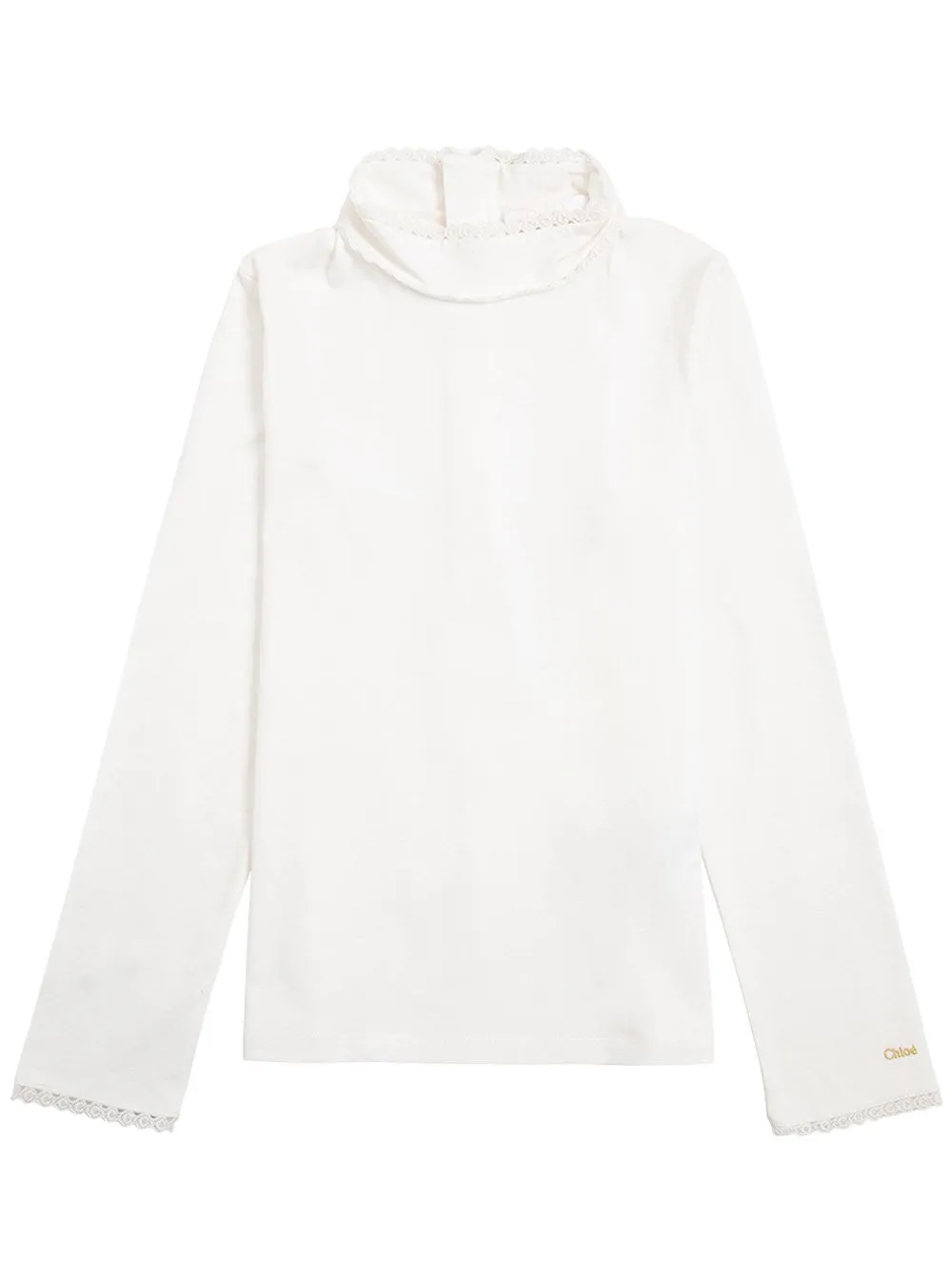 Chlo Kids Logo Embellished Turtleneck Sweater