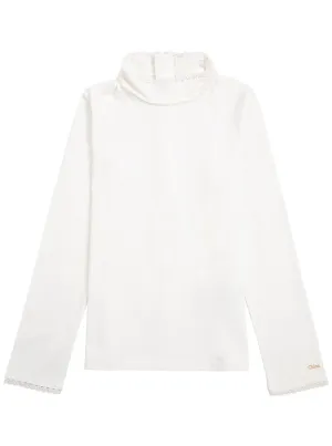 Chlo Kids Logo Embellished Turtleneck Sweater