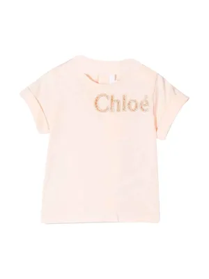 Chlo Kids Logo Embroidered Crewneck T-Shirt