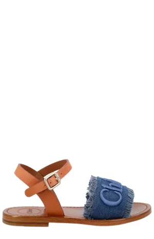 Chlo Kids Logo Embroidered Open Toe Sandals