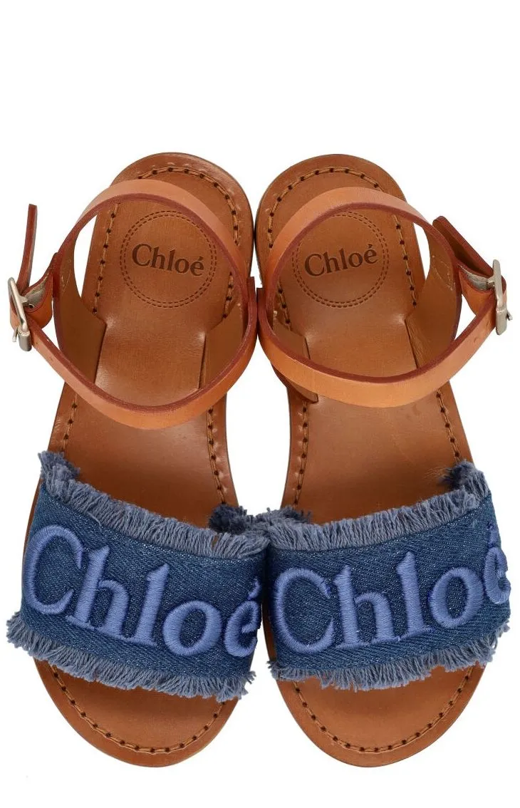 Chlo Kids Logo Embroidered Open Toe Sandals