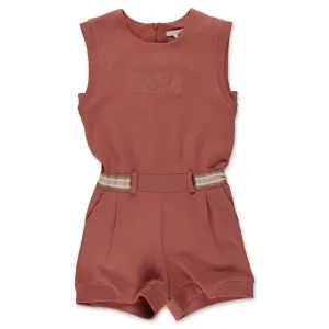 Chlo Kids Logo Embroidered Sleeveless Playsuit